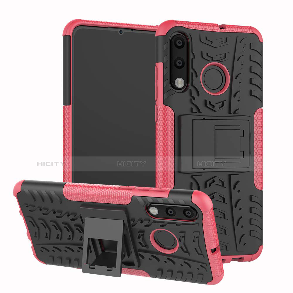 Custodia Silicone e Plastica Opaca Cover con Supporto A04 per Huawei P30 Lite XL Rosa