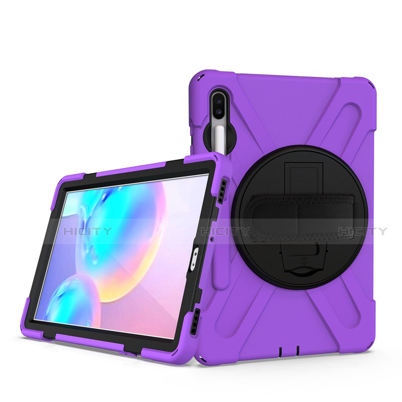 Custodia Silicone e Plastica Opaca Cover con Supporto A04 per Samsung Galaxy Tab S6 10.5 SM-T860 Viola