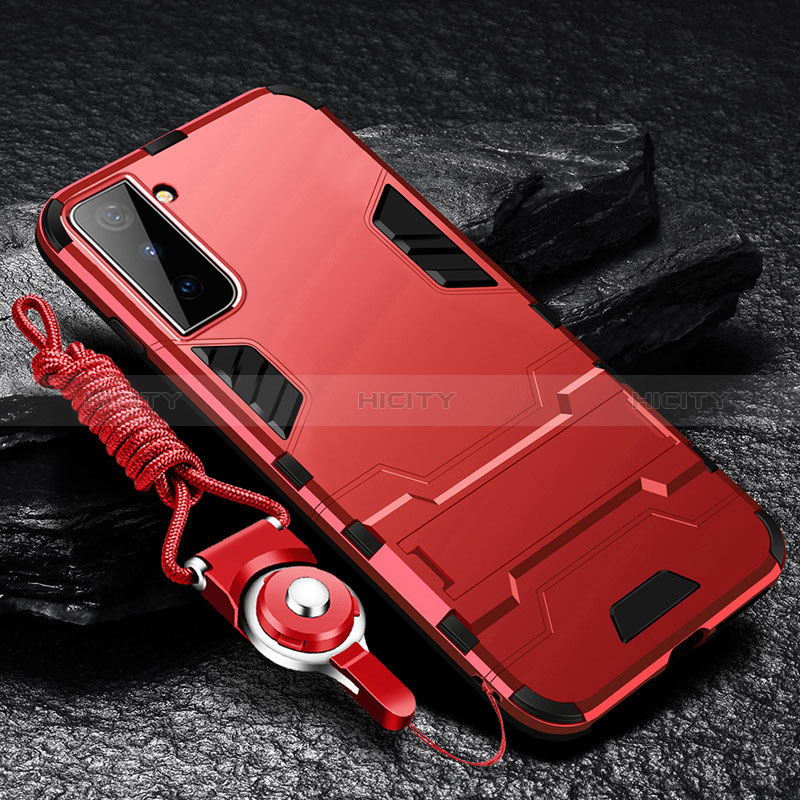 Custodia Silicone e Plastica Opaca Cover con Supporto A05 per Samsung Galaxy S24 Plus 5G Rosso