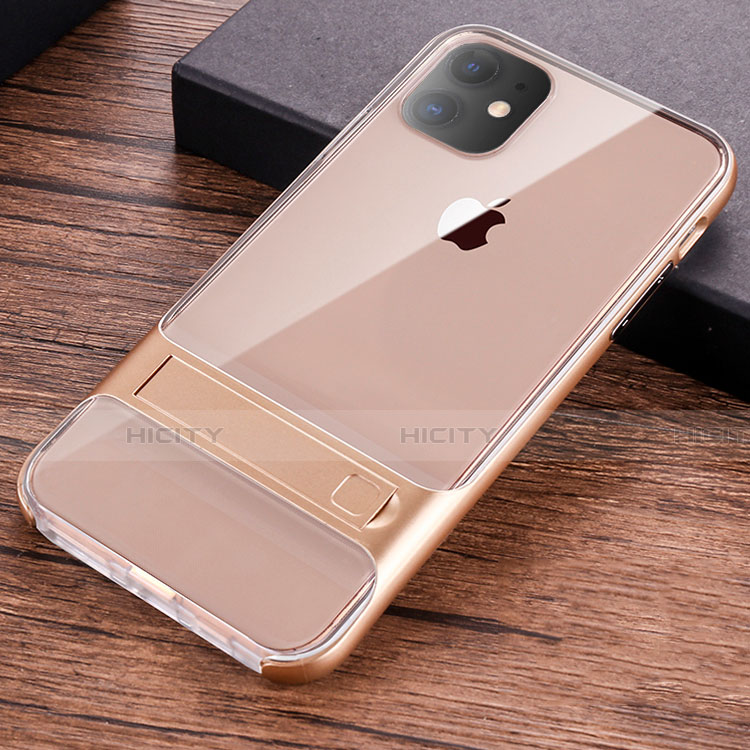 Custodia Silicone e Plastica Opaca Cover con Supporto A06 per Apple iPhone 11