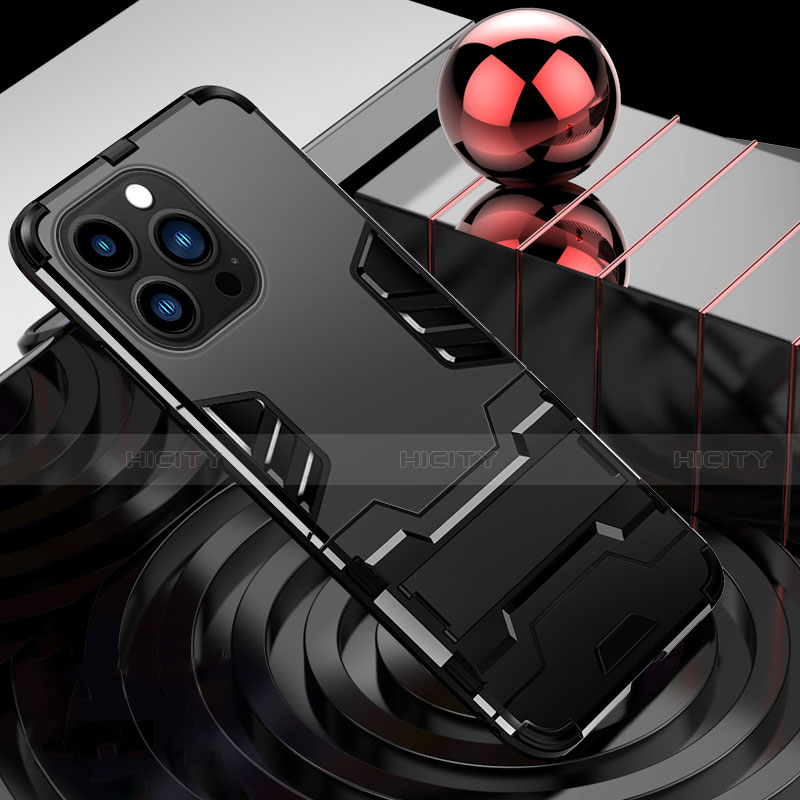 Custodia Silicone e Plastica Opaca Cover con Supporto A06 per Apple iPhone 13 Pro