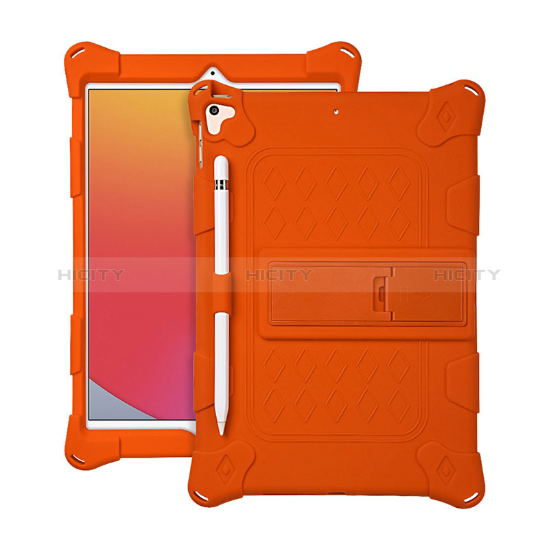 Custodia Silicone e Plastica Opaca Cover con Supporto H01 per Apple iPad 10.2 (2019) Arancione