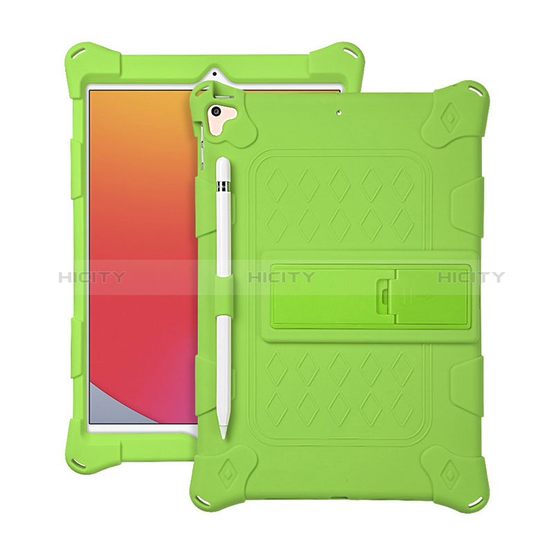 Custodia Silicone e Plastica Opaca Cover con Supporto H01 per Apple iPad 10.2 (2019) Verde