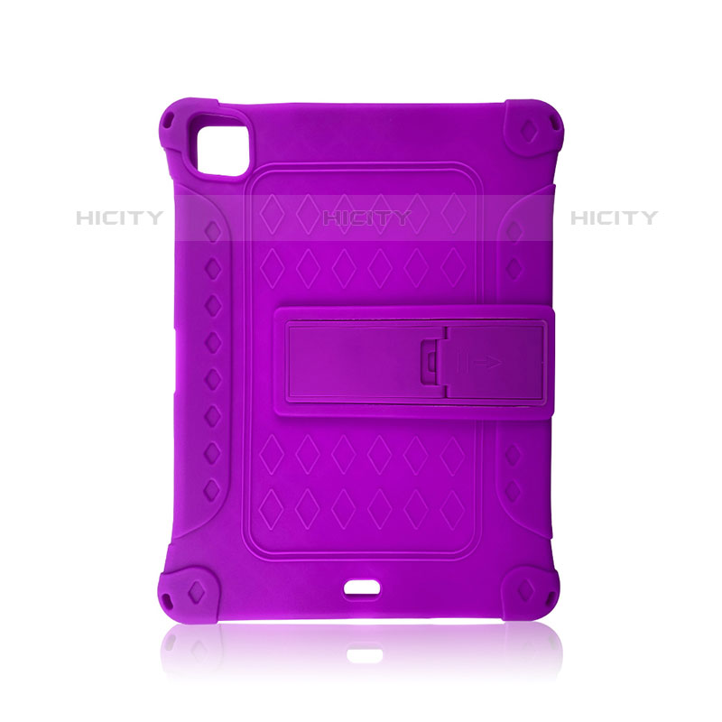 Custodia Silicone e Plastica Opaca Cover con Supporto H01 per Apple iPad Pro 11 (2021) Viola