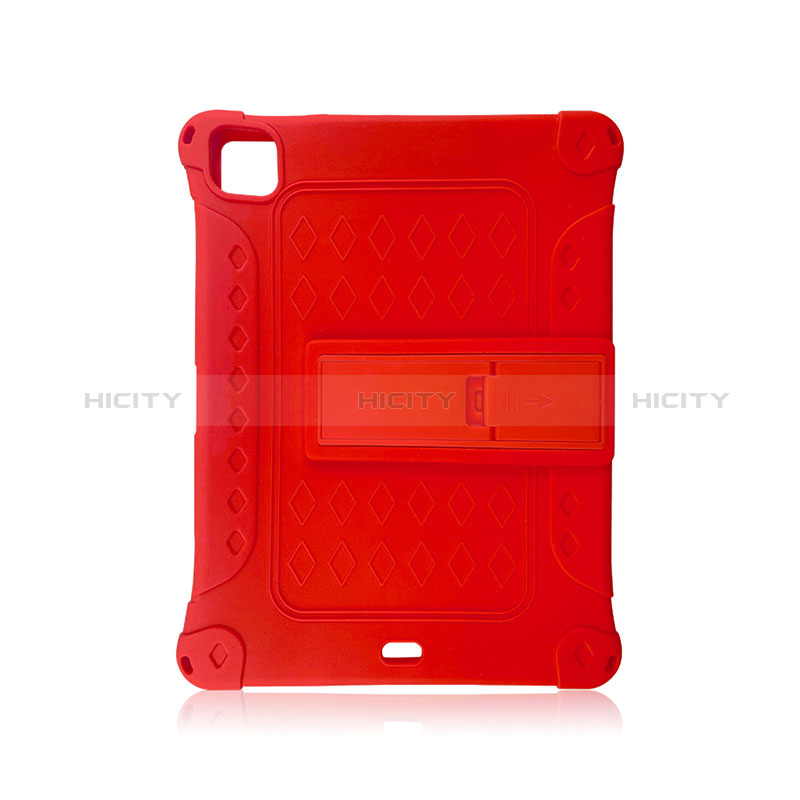 Custodia Silicone e Plastica Opaca Cover con Supporto H01 per Apple iPad Pro 11 (2022) Rosso