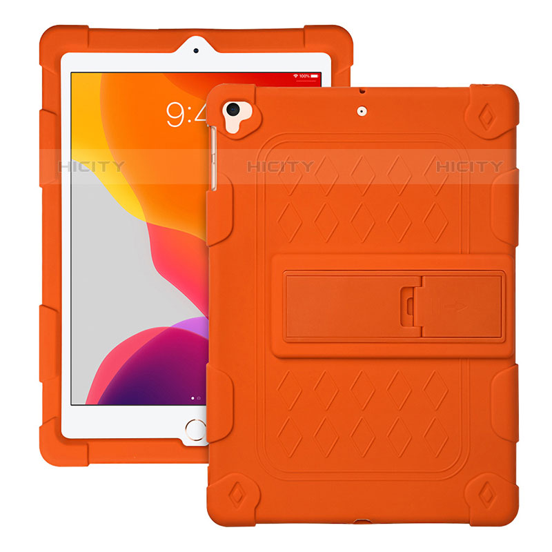 Custodia Silicone e Plastica Opaca Cover con Supporto H01 per Apple iPad Pro 9.7 Arancione