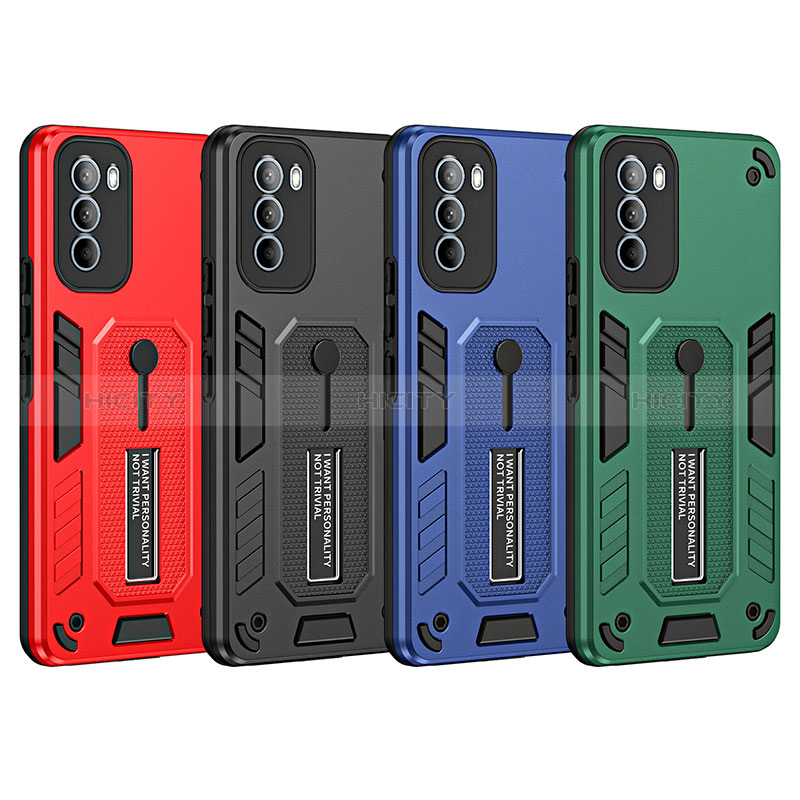 Custodia Silicone e Plastica Opaca Cover con Supporto H01P per Motorola Moto G41