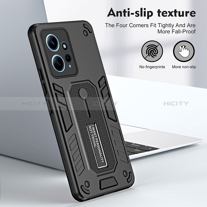 Custodia Silicone e Plastica Opaca Cover con Supporto H01P per Xiaomi Redmi Note 12 4G