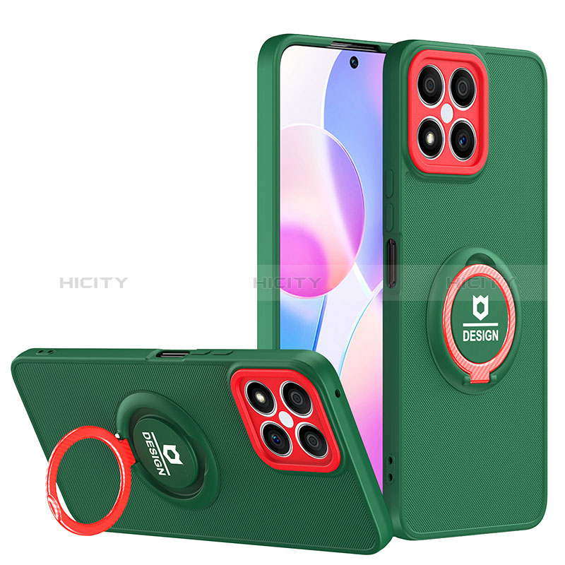 Custodia Silicone e Plastica Opaca Cover con Supporto H02P per Huawei Honor X8 4G Verde