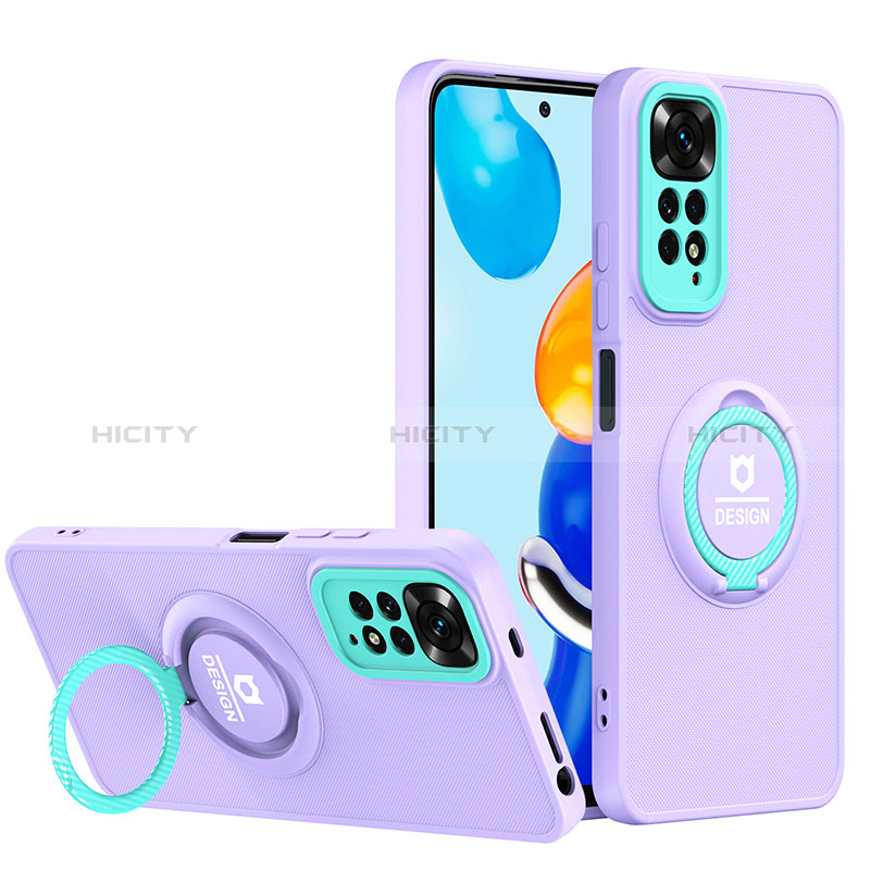 Custodia Silicone e Plastica Opaca Cover con Supporto H02P per Xiaomi Redmi Note 11 4G (2022) Viola