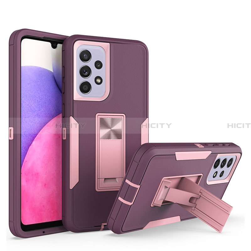 Custodia Silicone e Plastica Opaca Cover con Supporto J01S per Samsung Galaxy A33 5G Viola