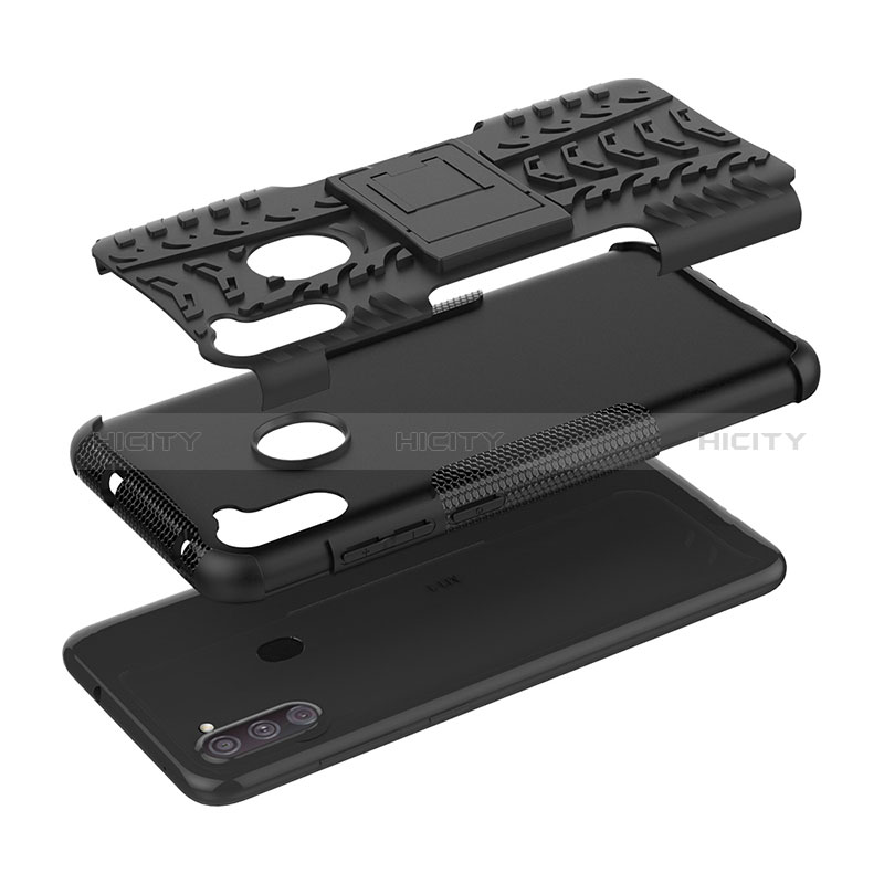 Custodia Silicone e Plastica Opaca Cover con Supporto J01X per Samsung Galaxy A11