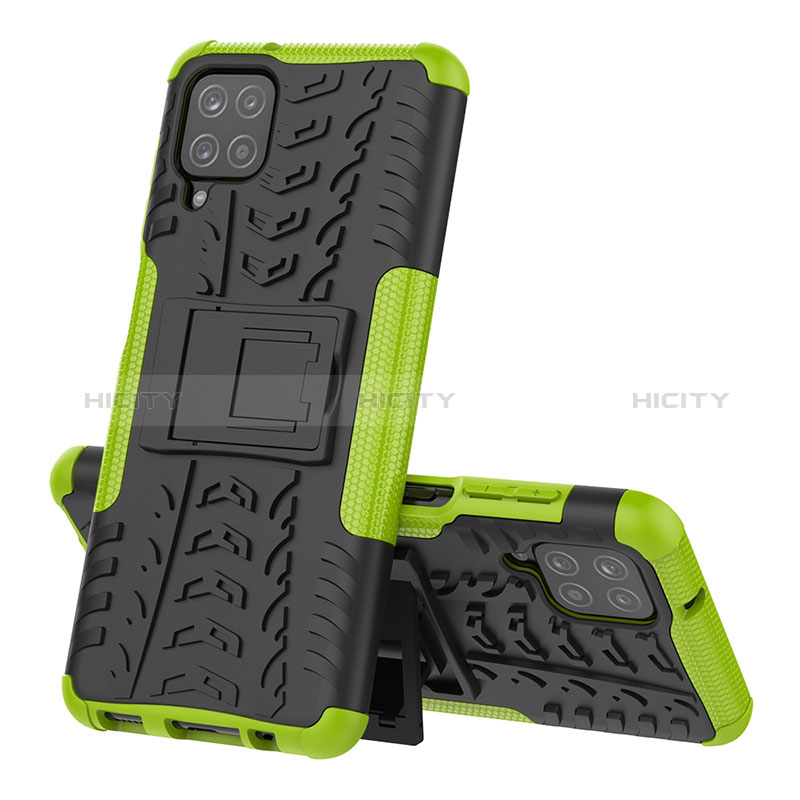 Custodia Silicone e Plastica Opaca Cover con Supporto J01X per Samsung Galaxy A12 Nacho Verde