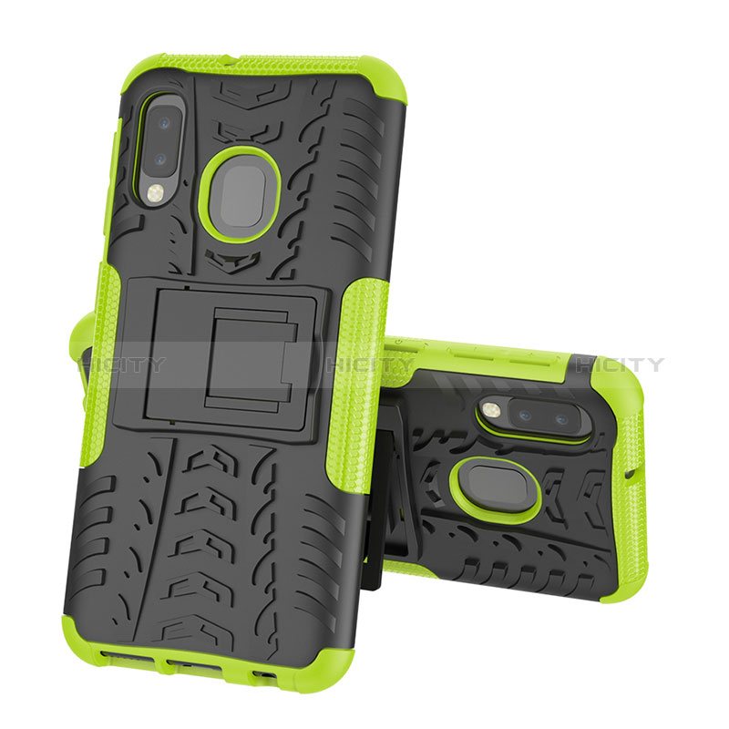 Custodia Silicone e Plastica Opaca Cover con Supporto J01X per Samsung Galaxy A20e Verde