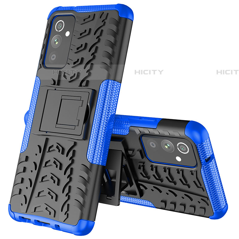 Custodia Silicone e Plastica Opaca Cover con Supporto J01X per Samsung Galaxy A25 5G Blu