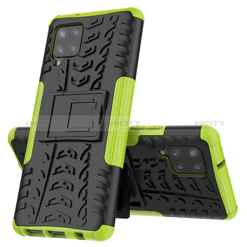 Custodia Silicone e Plastica Opaca Cover con Supporto J01X per Samsung Galaxy A42 5G Verde