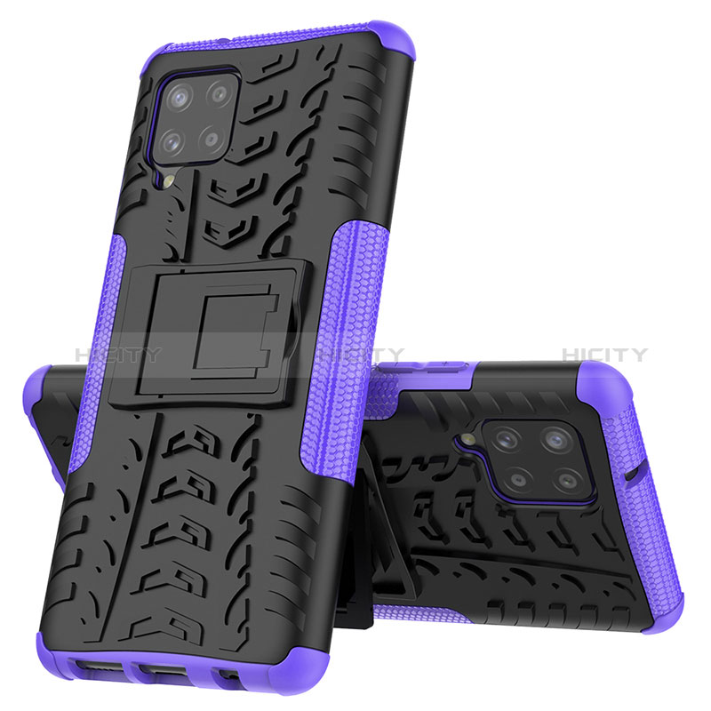 Custodia Silicone e Plastica Opaca Cover con Supporto J01X per Samsung Galaxy A42 5G Viola