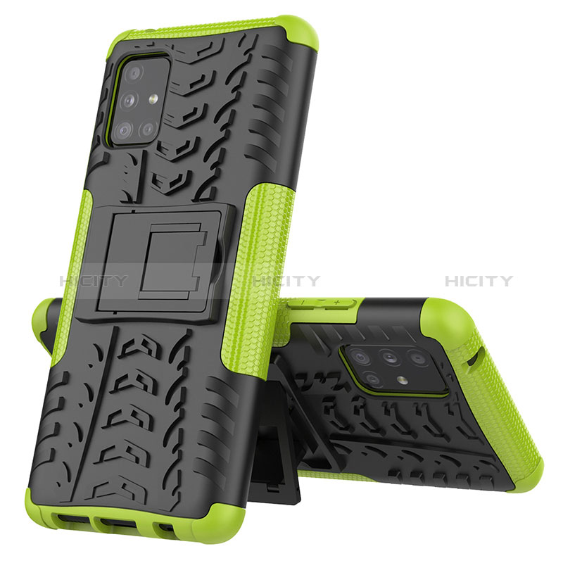 Custodia Silicone e Plastica Opaca Cover con Supporto J01X per Samsung Galaxy A51 4G Verde