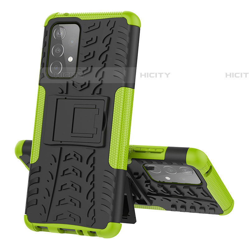 Custodia Silicone e Plastica Opaca Cover con Supporto J01X per Samsung Galaxy A52 4G Verde