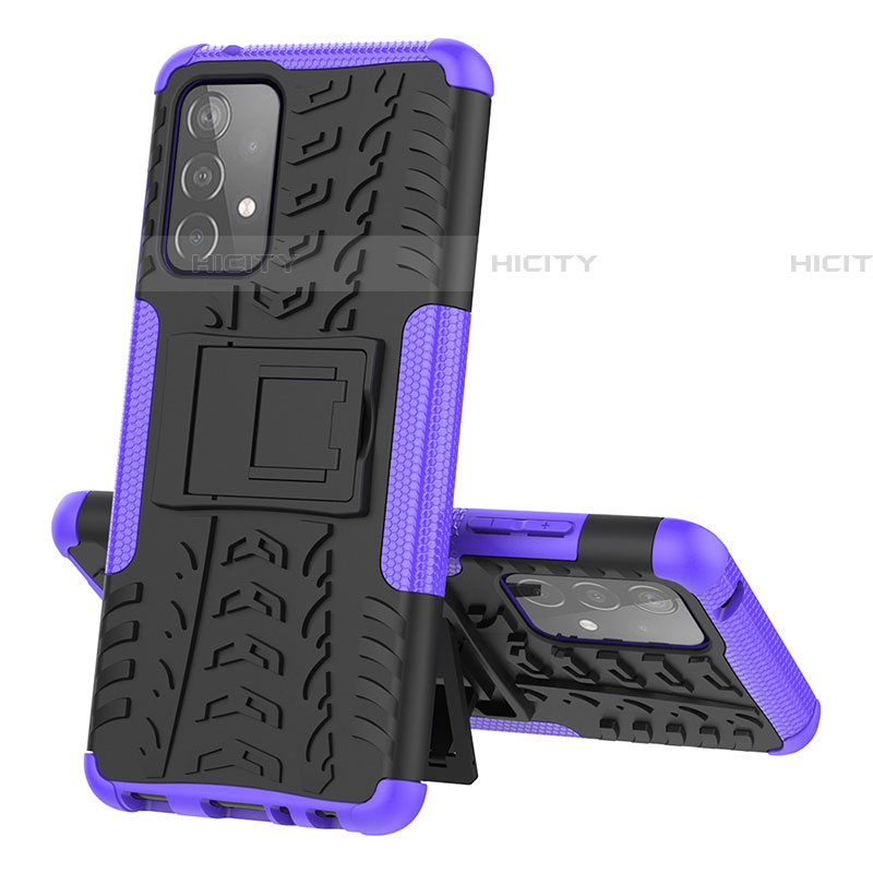 Custodia Silicone e Plastica Opaca Cover con Supporto J01X per Samsung Galaxy A52 4G Viola