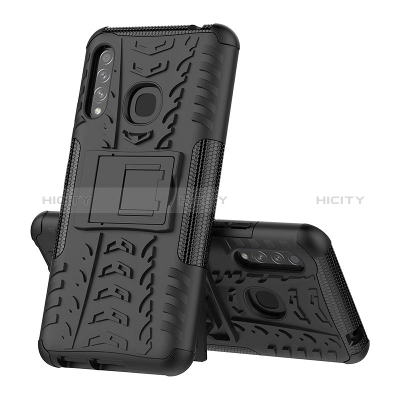 Custodia Silicone e Plastica Opaca Cover con Supporto J01X per Samsung Galaxy A70E Nero