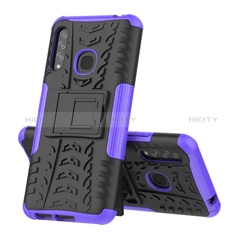 Custodia Silicone e Plastica Opaca Cover con Supporto J01X per Samsung Galaxy A70E Viola