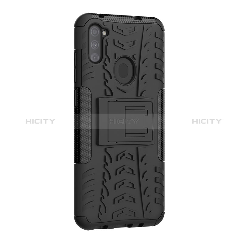 Custodia Silicone e Plastica Opaca Cover con Supporto J01X per Samsung Galaxy M11