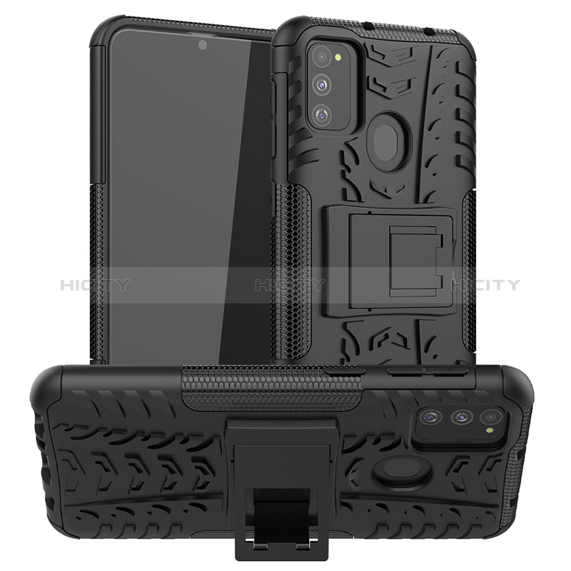 Custodia Silicone e Plastica Opaca Cover con Supporto J01X per Samsung Galaxy M21