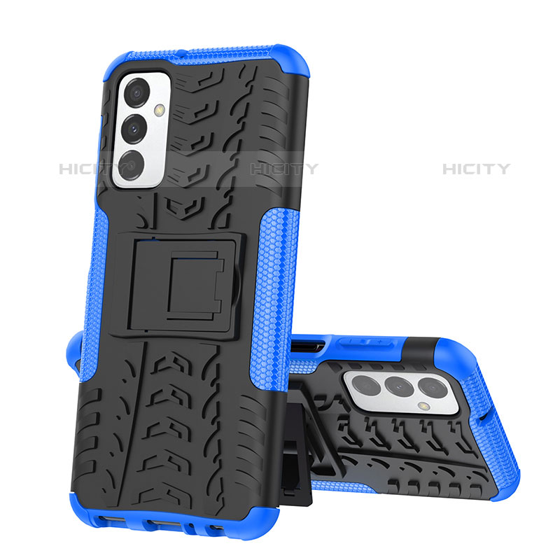 Custodia Silicone e Plastica Opaca Cover con Supporto J01X per Samsung Galaxy M23 5G Blu