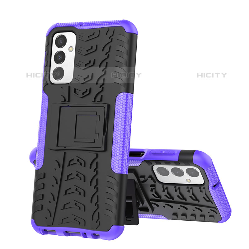 Custodia Silicone e Plastica Opaca Cover con Supporto J01X per Samsung Galaxy M23 5G Viola