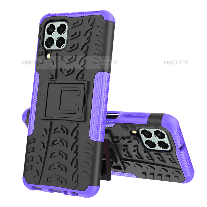 Custodia Silicone e Plastica Opaca Cover con Supporto J01X per Samsung Galaxy M33 5G Viola