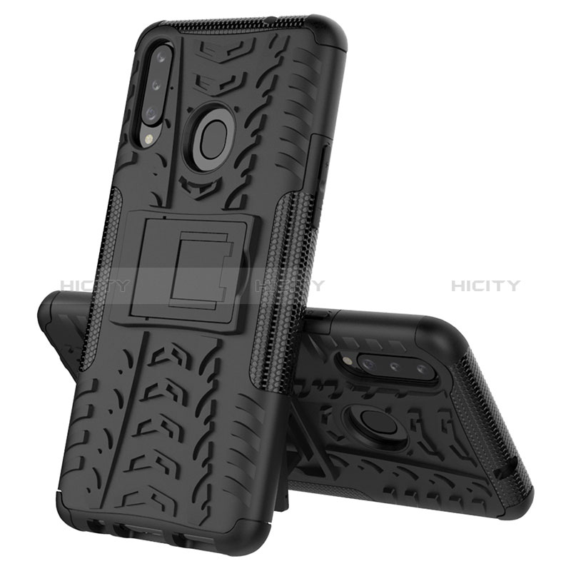 Custodia Silicone e Plastica Opaca Cover con Supporto J02X per Samsung Galaxy A20s Nero