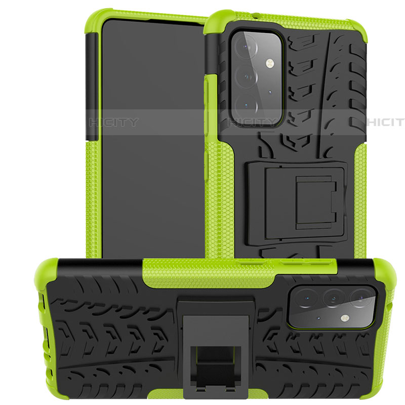 Custodia Silicone e Plastica Opaca Cover con Supporto J02X per Samsung Galaxy A72 4G Verde