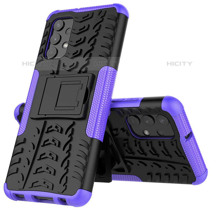 Custodia Silicone e Plastica Opaca Cover con Supporto JX01 per Samsung Galaxy M32 5G Viola