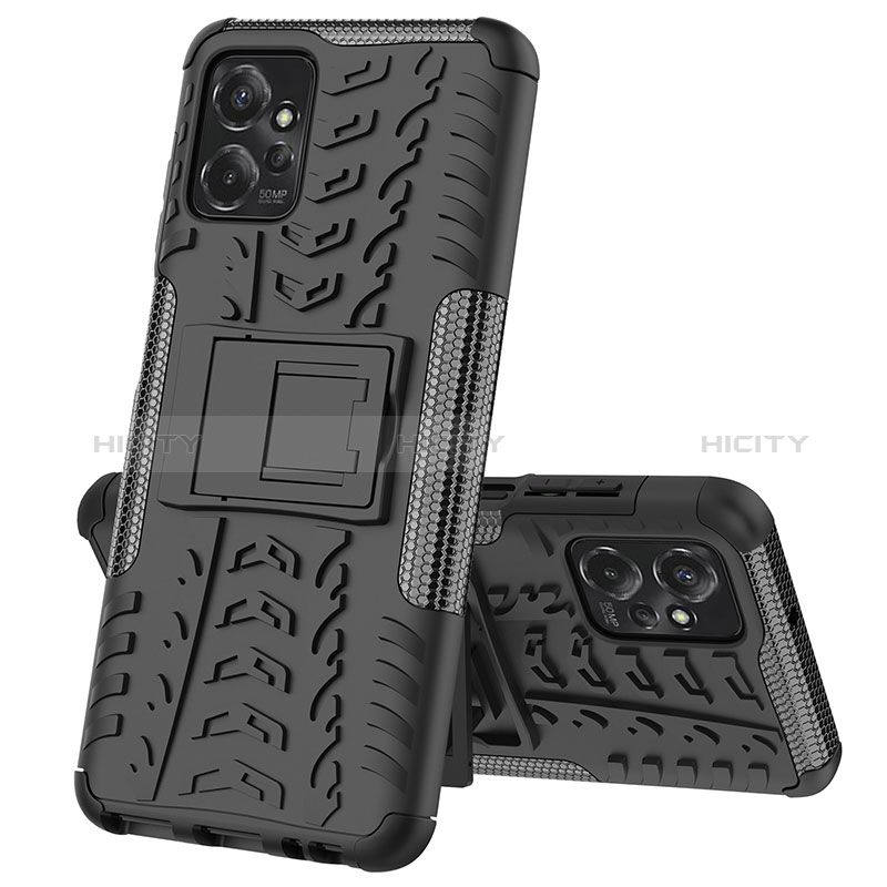 Custodia Silicone e Plastica Opaca Cover con Supporto JX1 per Motorola Moto G Power 5G (2023) Nero