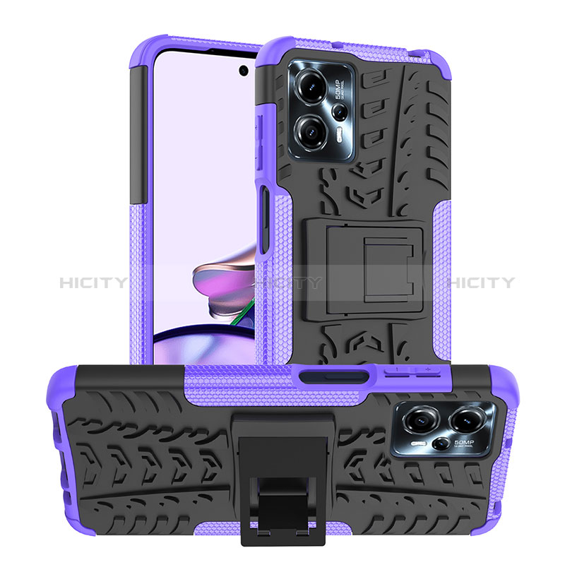 Custodia Silicone e Plastica Opaca Cover con Supporto JX1 per Motorola Moto G13 Viola