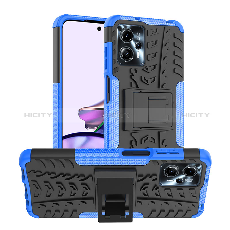 Custodia Silicone e Plastica Opaca Cover con Supporto JX1 per Motorola Moto G23 Blu