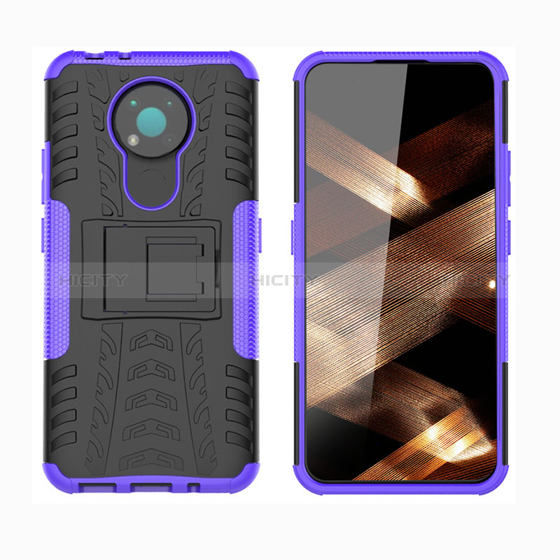 Custodia Silicone e Plastica Opaca Cover con Supporto JX1 per Nokia 3.4 Viola