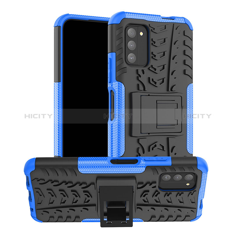 Custodia Silicone e Plastica Opaca Cover con Supporto JX1 per Nokia G100 Blu