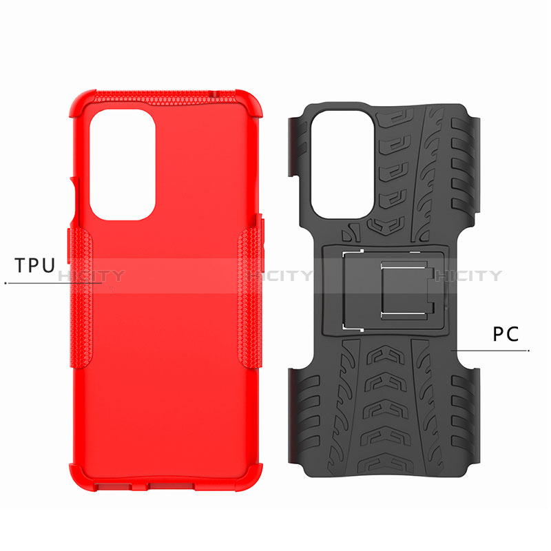 Custodia Silicone e Plastica Opaca Cover con Supporto JX1 per OnePlus 9 5G