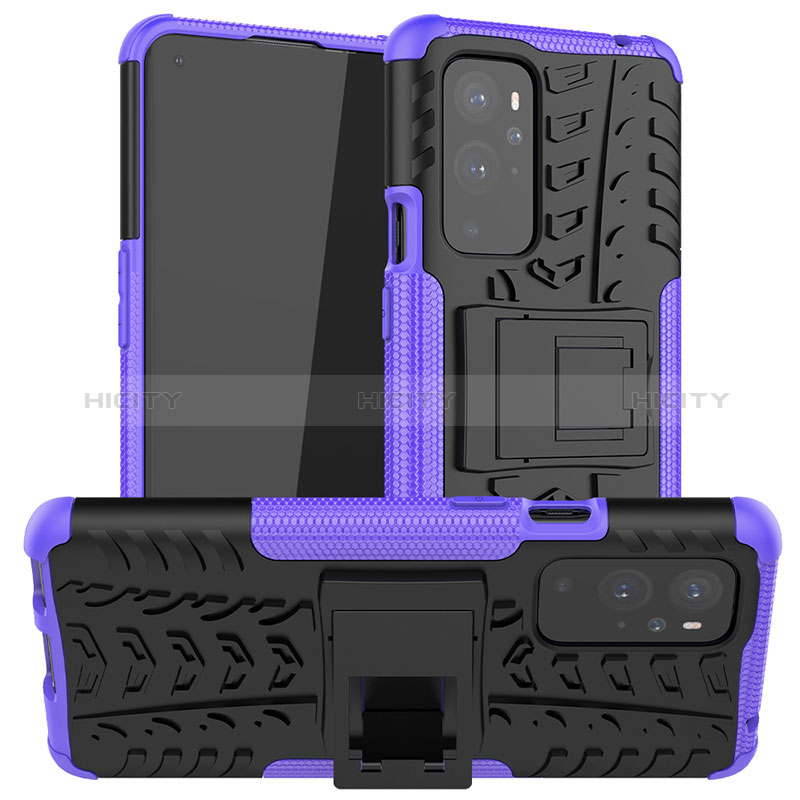 Custodia Silicone e Plastica Opaca Cover con Supporto JX1 per OnePlus 9 Pro 5G Viola