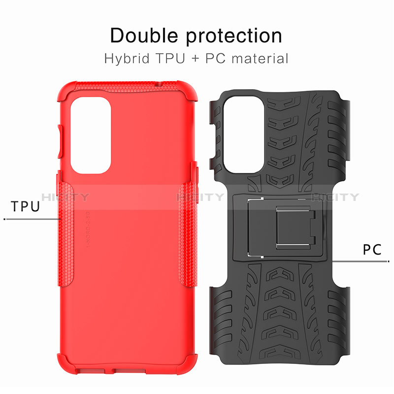 Custodia Silicone e Plastica Opaca Cover con Supporto JX1 per OnePlus Nord 2 5G