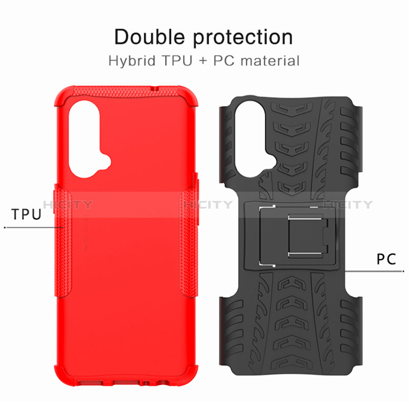 Custodia Silicone e Plastica Opaca Cover con Supporto JX1 per OnePlus Nord CE 5G