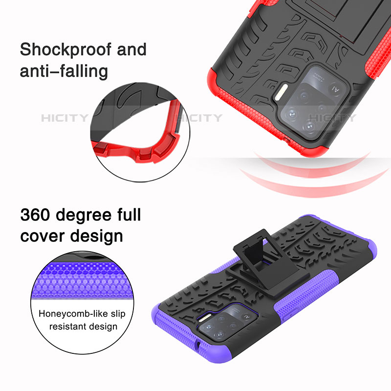 Custodia Silicone e Plastica Opaca Cover con Supporto JX1 per Oppo Reno5 Lite