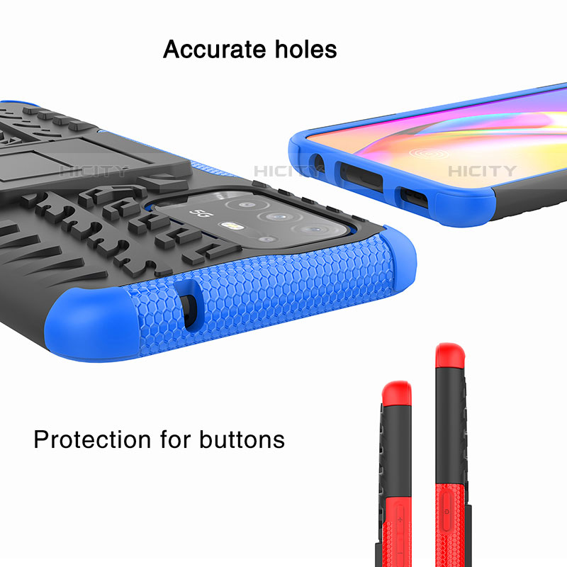 Custodia Silicone e Plastica Opaca Cover con Supporto JX1 per Oppo Reno5 Z 5G