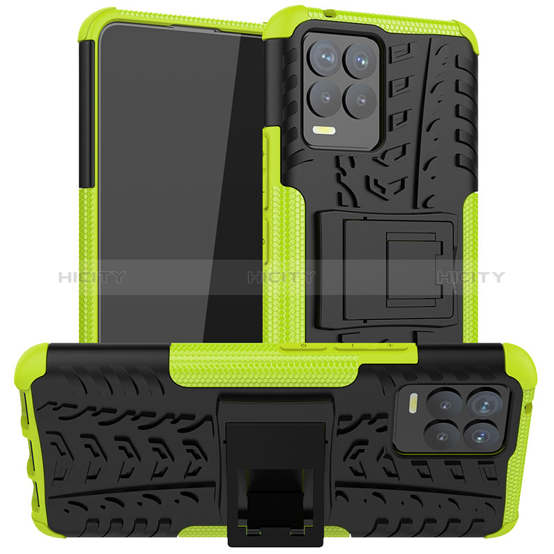 Custodia Silicone e Plastica Opaca Cover con Supporto JX1 per Realme 8 4G Verde