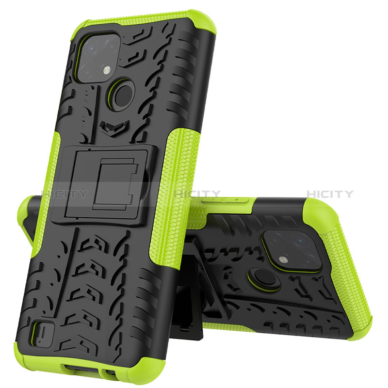 Custodia Silicone e Plastica Opaca Cover con Supporto JX1 per Realme C11 (2021) Verde