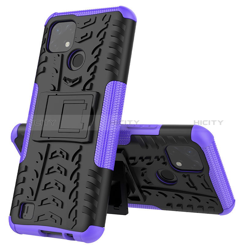 Custodia Silicone e Plastica Opaca Cover con Supporto JX1 per Realme C20A Viola