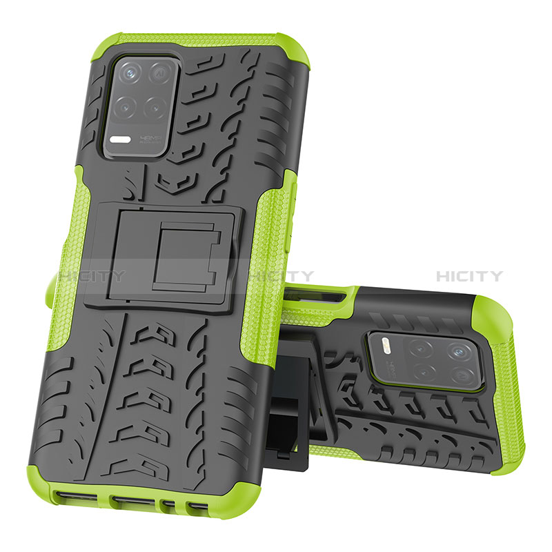 Custodia Silicone e Plastica Opaca Cover con Supporto JX1 per Realme V13 5G Verde