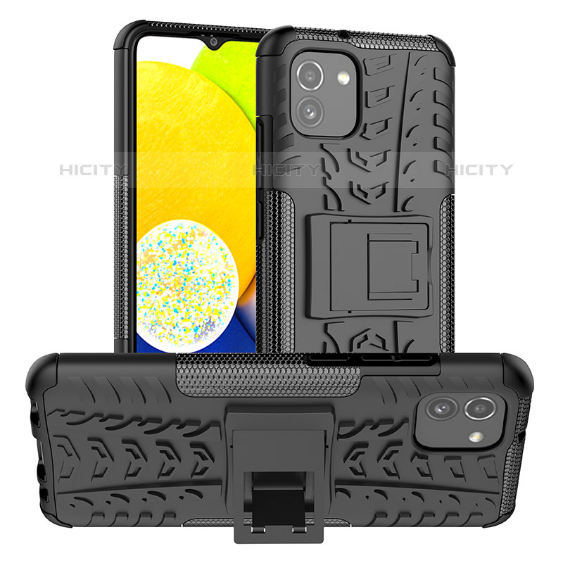 Custodia Silicone e Plastica Opaca Cover con Supporto JX1 per Samsung Galaxy A03